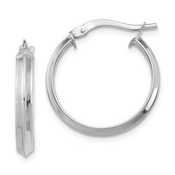 14k White Gold Polished Medium 3 mm Hoop Earrings - 48 mm