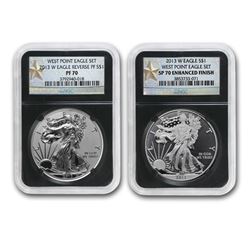 2013 2-Coin Silver Eagle Set SP/PF-70 NGC (West Point)
