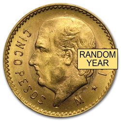 Mexico Gold 5 Pesos AGW .1205 AU-BU (Random Year)