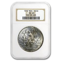 1912 Mexico Silver Peso Caballito MS-63 NGC
