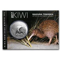 2017 New Zealand 1 oz Silver Kiwi Specimen (Display Card)