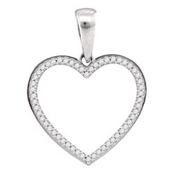 Sterling Silver Round Diamond Heart Stud Earrings 1/20 Cttw
