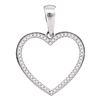 Image 1 : Sterling Silver Round Diamond Heart Stud Earrings 1/20 Cttw