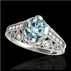 1.51 ctw SI Fancy Blue Diamond Halo Ring 10K Rose Gold