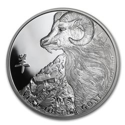2015 Niue 1 oz Silver $2 Lunar Goat Proof (Engraved\, w/Box & COA)
