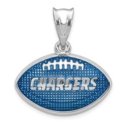 Sterling Silver Los Angeles Chargers Enameled Football Pendant