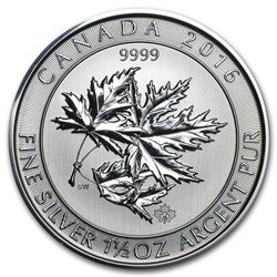 2016 Canada 1.5 oz Silver $8 SuperLeaf BU