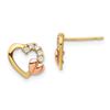 Image 1 : 14k Two-Tone Cubic Zirconia Heart Post Earrings