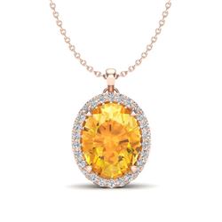 4 ctw Citrine & VS/SI Diamond Ring 14K Rose Gold