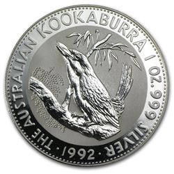 1992 Australia 1 oz Silver Kookaburra BU