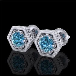 1.61 ctw Fancy Black Diamond Solitaire Stud Earrings 10K Yellow Gold