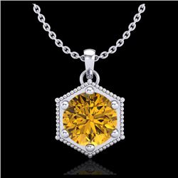 2.11 ctw Intense Fancy Yellow Diamond Art Deco Ring 18K Rose Gold