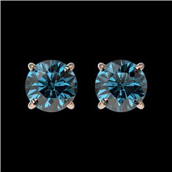 1.33 ctw Fancy Intense Blue Diamond Art Deco Ring 18K Rose Gold