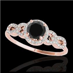 1 ctw Intense Blue Diamond Solitaire Necklace 10K Rose Gold