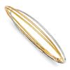 Image 1 : 14k Gold Tri-Color Diamond Cut 3 Intertwined Bangle Bracelet