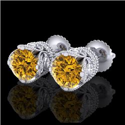 6 ctw Ruby & VS/SI Diamond Earrings 18K White Gold