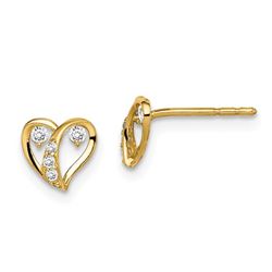 14k Cubic Zirconia Accent Open Heart Post Earrings - 50 mm