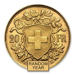 Swiss Gold 20 Francs Helvetia AU (Random)