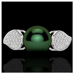 0.75 ctw Fancy Black Diamond Art Deco Stud Necklace 18K White Gold