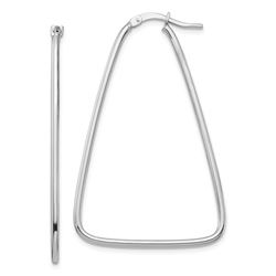 14k White Gold Polished Triangle Dangle Hoop Earrings - 1.5x29 mm