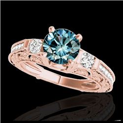1.60 ctw SI Fancy Blue Diamond Solitaire Halo Ring 10K White Gold