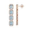 Image 2 : 12.9 ctw Emerald & Diamond Earrings 14K Rose Gold