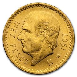 1907 Mexico Gold 10 Pesos BU