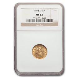 1898 $2.50 Liberty Gold Quarter Eagle MS-62 NGC