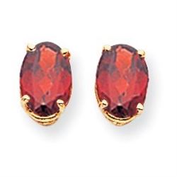 14k 8x6 mm Oval Garnet Earrings