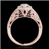 Image 2 : 2 ctw VS/SI Diamond Solitaire Art Deco Ring 18K Rose Gold