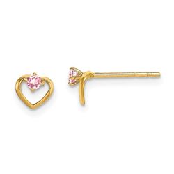 14k Pink Cubic Zirconia Open Heart Post Earrings - 48 mm