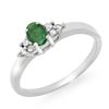 Image 1 : 0.45 ctw Emerald & Diamond Ring 18K White Gold