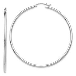 14k Solid White Gold Lightweight Hoop Earrings