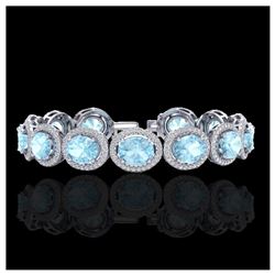 43.97 ctw Sapphire & Diamond Necklace 14K Rose Gold