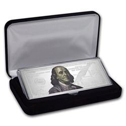 4 oz Silver Colorized Bar - 2019 $100 Bill (w/Box & COA)