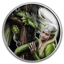 1 oz Silver Colorized Round - Anne Stokes Dragon: Kindred Spirits