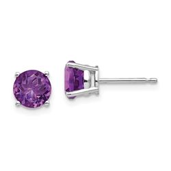 14k White Gold 6 mm Amethyst Earrings