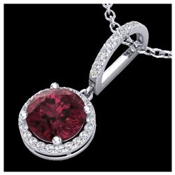 1.01 ctw VS/SI Diamond Solitaire Art Deco Stud Necklace 18K White Gold