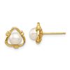 Image 1 : 14k Yellow Gold White Button Pearl Stud Earrings - 4-5 mm