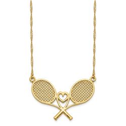14k Yellow Gold Polished Tennis Rackets Necklace - 17 in.