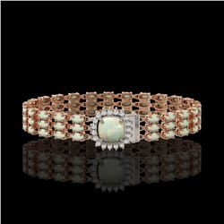 33.37 ctw Peridot & Diamond Halo Bracelet 10K Rose Gold