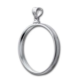 Sterling Silver Screw Top Plain Coin Bezel - 39 mm