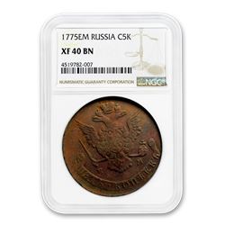 1763-1796 Russia Copper 5 Kopek Catherine the Great XF-40 NGC
