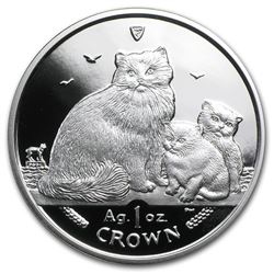 2007 Isle of Man 1 oz Silver Ragdoll Cats Proof