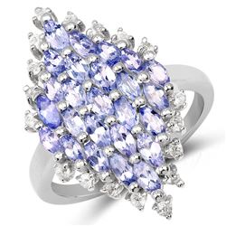 18K Yellow Gold Plated 25.41 ctw Dyed Sapphire and White Topaz .925 Sterling Silver Ring