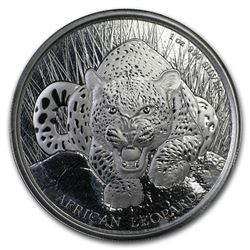2017 Rep. of Ghana 1 oz Silver 5 Cedi African Leopard (scruffy)
