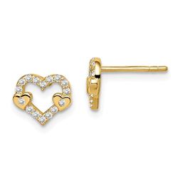 14k Cubic Zirconia Heart Post Earrings - 38 mm