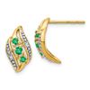 Image 1 : 14k Yellow Gold w/ Emerald & Diamond Post Earrings - 14 mm