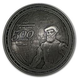 2019 Samoa Silver 500th Anniv. Circumnavigation Earth Dome Coin