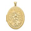 Image 1 : 14k Yellow Gold Oval Flower With Scrolls Locket - 32 mm